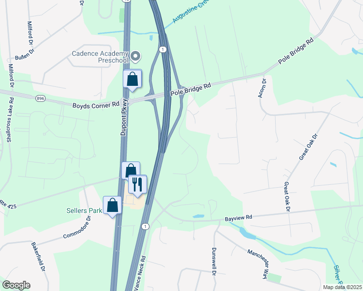 map of restaurants, bars, coffee shops, grocery stores, and more near 302 Pheasant Vale in Middletown
