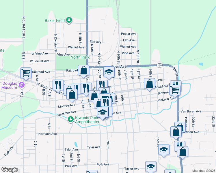 map of restaurants, bars, coffee shops, grocery stores, and more near 801 Jefferson Avenue in Charleston