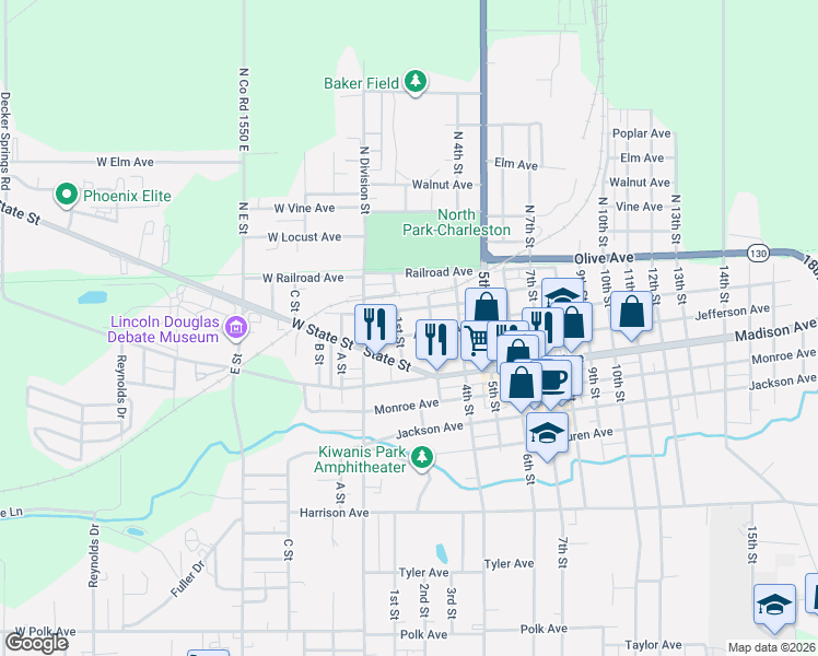 map of restaurants, bars, coffee shops, grocery stores, and more near 202-208 1st Street in Charleston