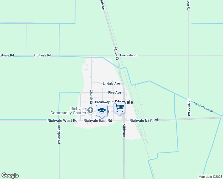 map of restaurants, bars, coffee shops, grocery stores, and more near 1221 Rice Avenue in Richvale