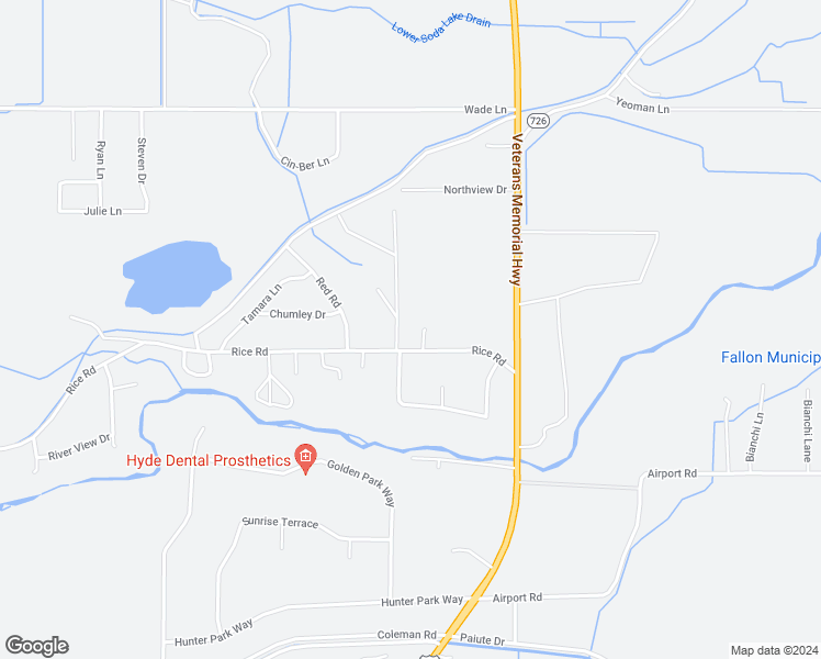 map of restaurants, bars, coffee shops, grocery stores, and more near 1545 Getto Circle in Fallon