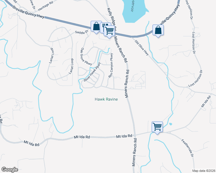 map of restaurants, bars, coffee shops, grocery stores, and more near 307 Silver Hawk Parkway in Oroville