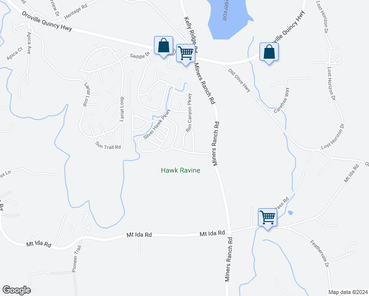 map of restaurants, bars, coffee shops, grocery stores, and more near 307 Silver Hawk Parkway in Oroville