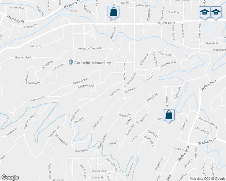 map of restaurants, bars, coffee shops, grocery stores, and more near 2905 Susileen Drive in Reno