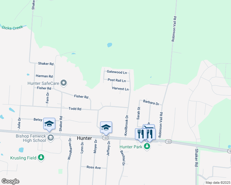 map of restaurants, bars, coffee shops, grocery stores, and more near 4337 Harvest Lane in Franklin