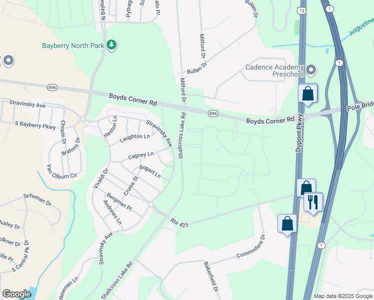 map of restaurants, bars, coffee shops, grocery stores, and more near 504 Marble Court in Middletown