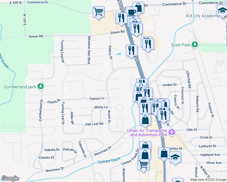 map of restaurants, bars, coffee shops, grocery stores, and more near 1069 Torino Court in Franklin