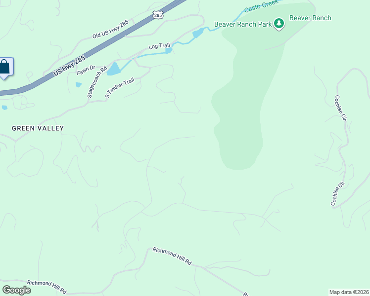 map of restaurants, bars, coffee shops, grocery stores, and more near 11406 Conifer Ridge Drive in Conifer