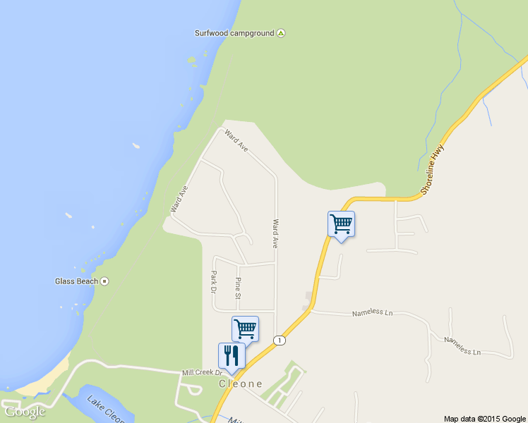 map of restaurants, bars, coffee shops, grocery stores, and more near 25000 Ward Avenue in Fort Bragg