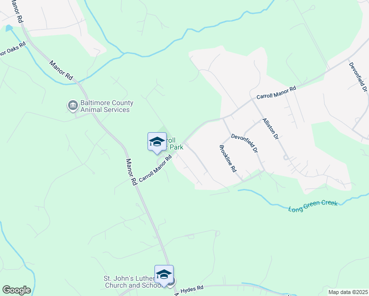 map of restaurants, bars, coffee shops, grocery stores, and more near 4455 Carroll Manor Road in Baldwin