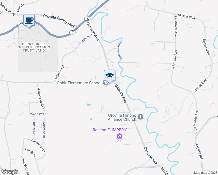 map of restaurants, bars, coffee shops, grocery stores, and more near 210 Oakvale Avenue in Oroville