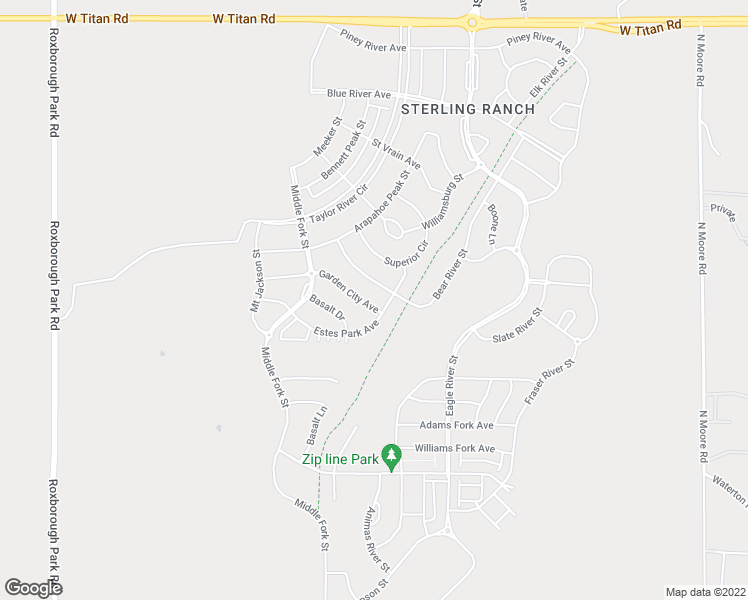 map of restaurants, bars, coffee shops, grocery stores, and more near 8263 Estes Park Avenue in Littleton