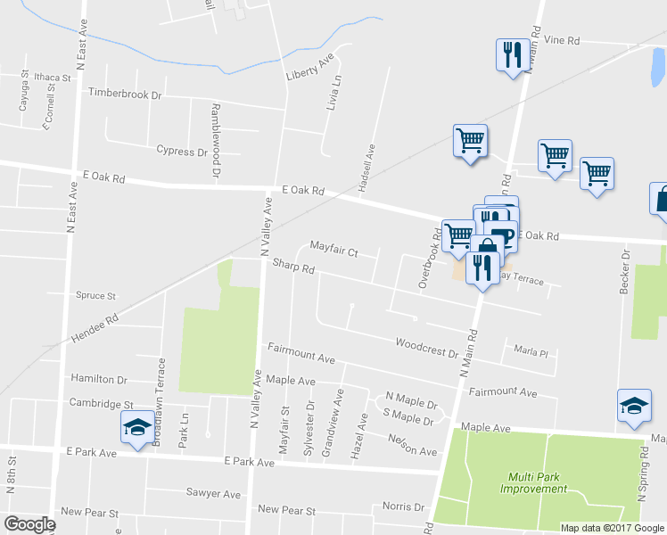 map of restaurants, bars, coffee shops, grocery stores, and more near 1130 Sharp Road in Vineland