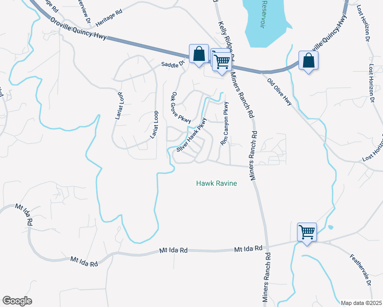 map of restaurants, bars, coffee shops, grocery stores, and more near 381 Stagecoach Parkway in Oroville