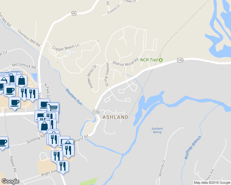 map of restaurants, bars, coffee shops, grocery stores, and more near 40 White Pine Court in Cockeysville