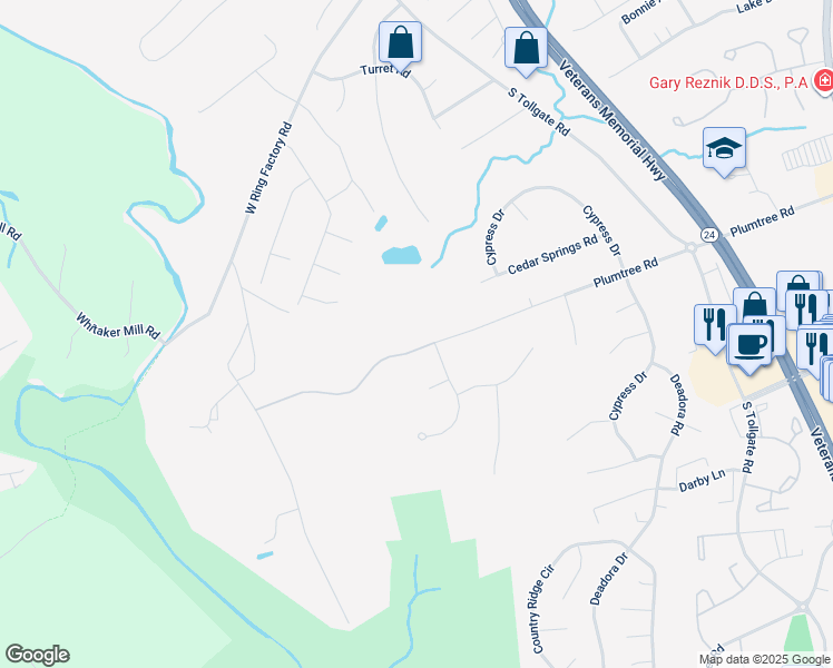 map of restaurants, bars, coffee shops, grocery stores, and more near 612 Plumtree Road in Bel Air