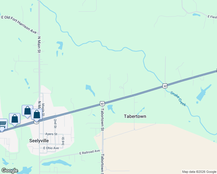 map of restaurants, bars, coffee shops, grocery stores, and more near North Woodvale Street in Terre Haute