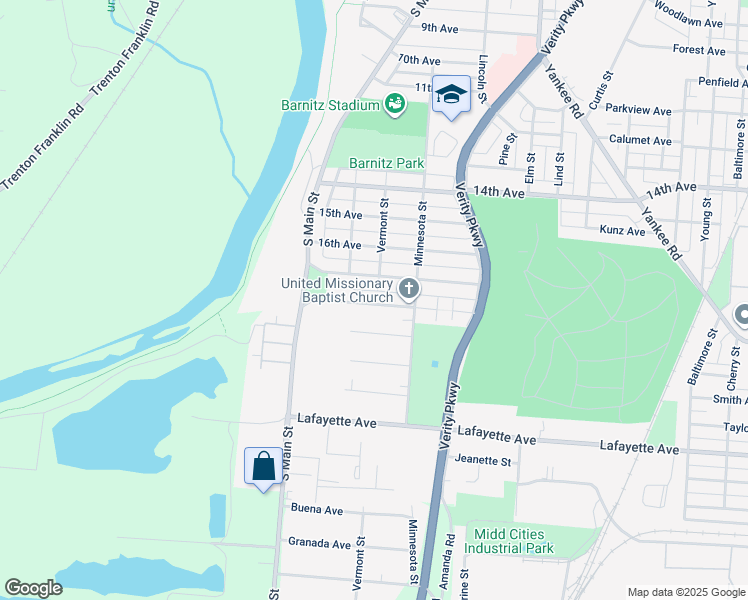 map of restaurants, bars, coffee shops, grocery stores, and more near 609 18th Avenue in Middletown