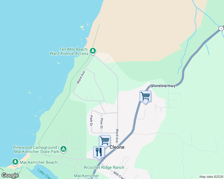 map of restaurants, bars, coffee shops, grocery stores, and more near 25000 Ward Avenue in Fort Bragg