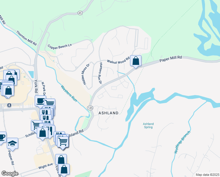 map of restaurants, bars, coffee shops, grocery stores, and more near 40 White Pine Court in Cockeysville