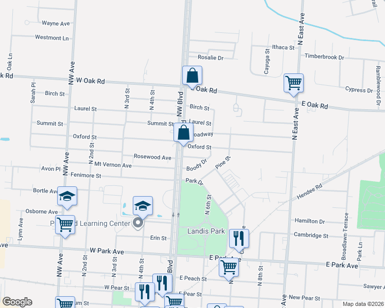 map of restaurants, bars, coffee shops, grocery stores, and more near 507 Edward Lane in Vineland