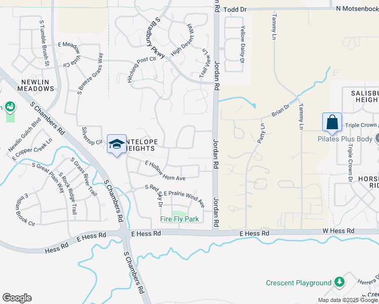 map of restaurants, bars, coffee shops, grocery stores, and more near 16690 East Black Horn Drive in Parker