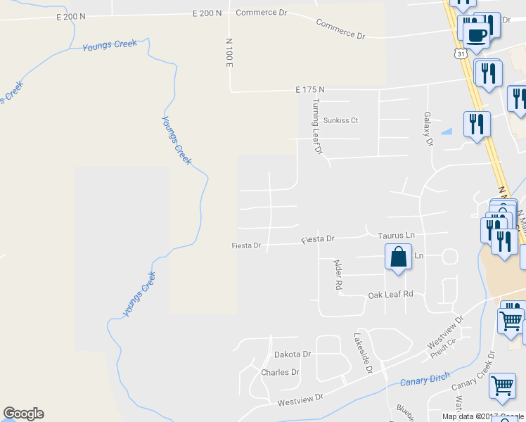 map of restaurants, bars, coffee shops, grocery stores, and more near 1311 Grand Canyon Circle in Franklin