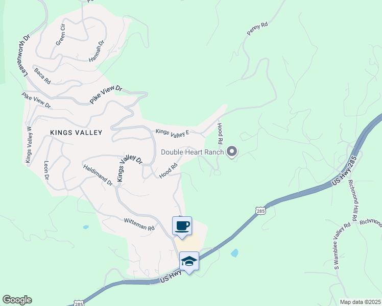map of restaurants, bars, coffee shops, grocery stores, and more near 30518 Hood Road in Conifer