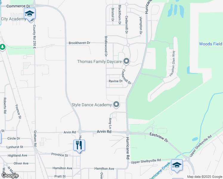 map of restaurants, bars, coffee shops, grocery stores, and more near 915 Brookstone Drive in Franklin