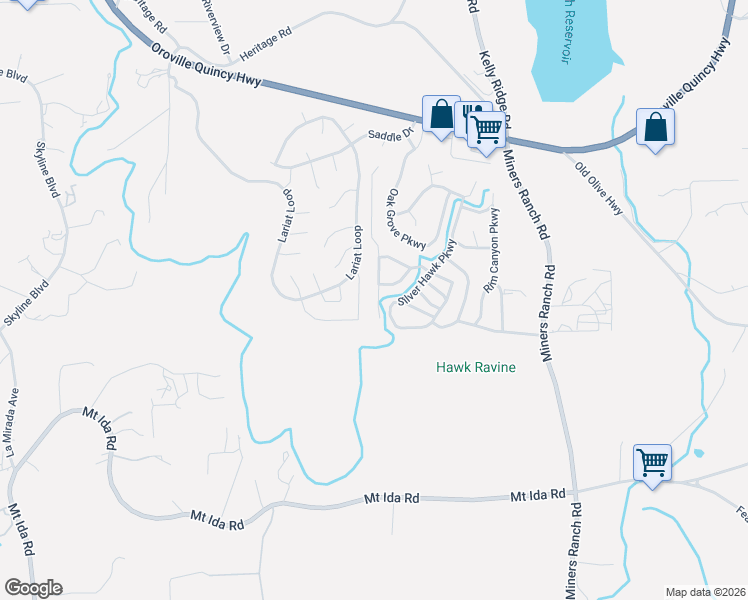 map of restaurants, bars, coffee shops, grocery stores, and more near 419 Summerwood Parkway in Oroville