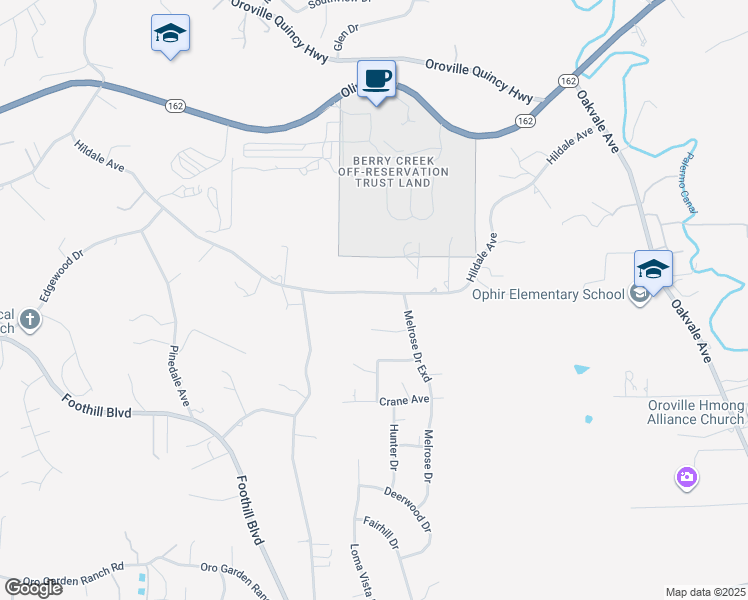 map of restaurants, bars, coffee shops, grocery stores, and more near 4068 Hildale Avenue in Oroville