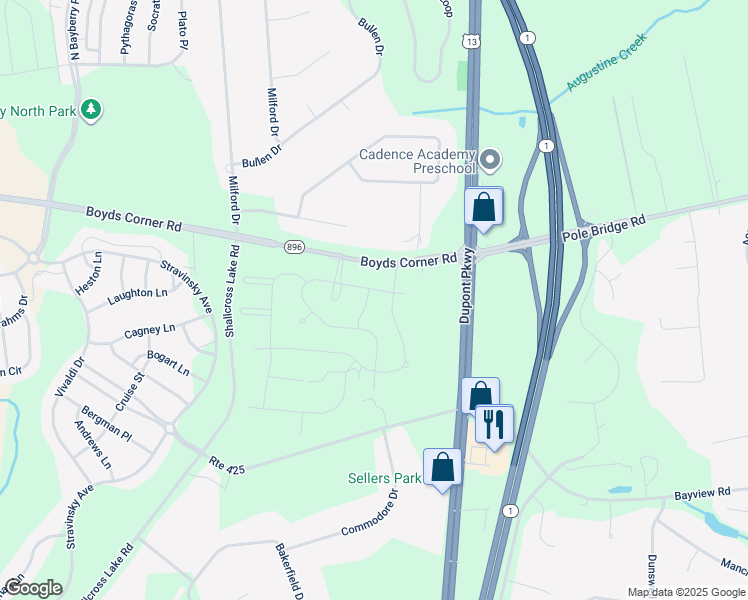 map of restaurants, bars, coffee shops, grocery stores, and more near 303 Jasper Way in Middletown