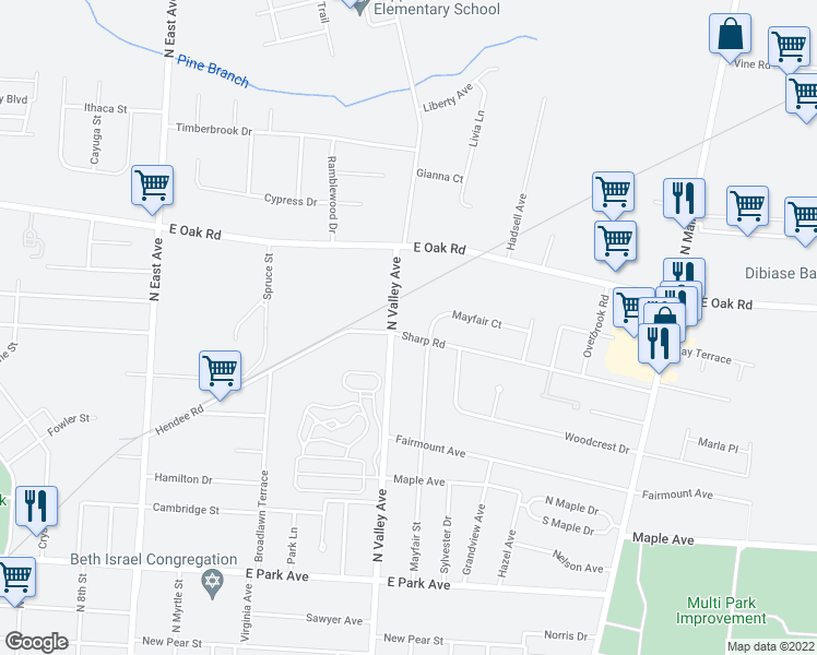 map of restaurants, bars, coffee shops, grocery stores, and more near 1104 Sharp Road in Vineland