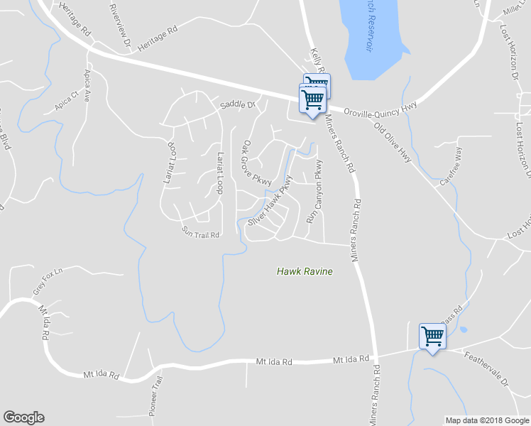 map of restaurants, bars, coffee shops, grocery stores, and more near 362 Buckboard Parkway in Oroville