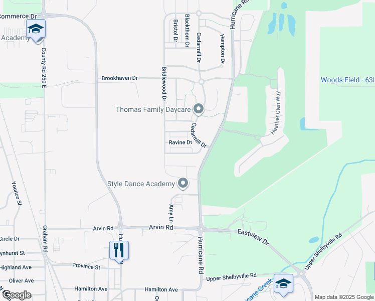 map of restaurants, bars, coffee shops, grocery stores, and more near 966 Brookstone Drive in Franklin