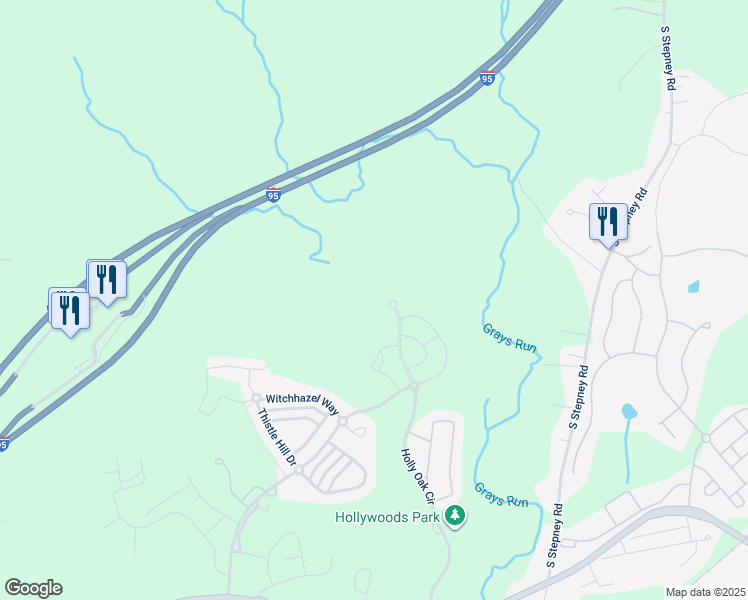 map of restaurants, bars, coffee shops, grocery stores, and more near Oak Court in Aberdeen