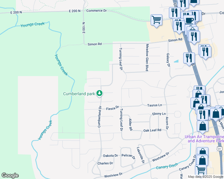 map of restaurants, bars, coffee shops, grocery stores, and more near 1232 Grand Canyon Court in Franklin