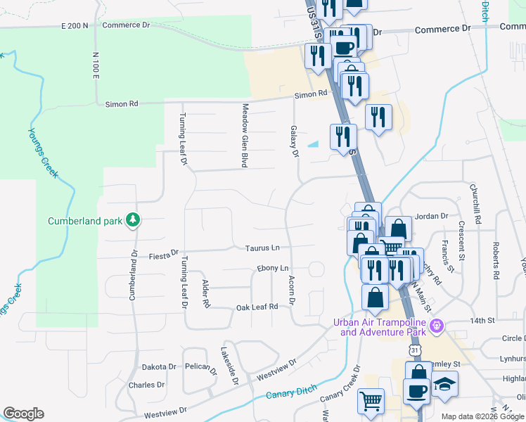 map of restaurants, bars, coffee shops, grocery stores, and more near 1116 Cobra Drive in Franklin