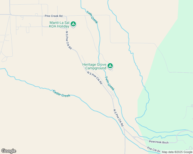 map of restaurants, bars, coffee shops, grocery stores, and more near North South Pine Creek Road in Sanpete County