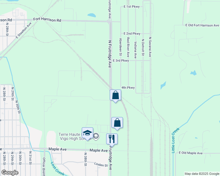 map of restaurants, bars, coffee shops, grocery stores, and more near in Terre Haute