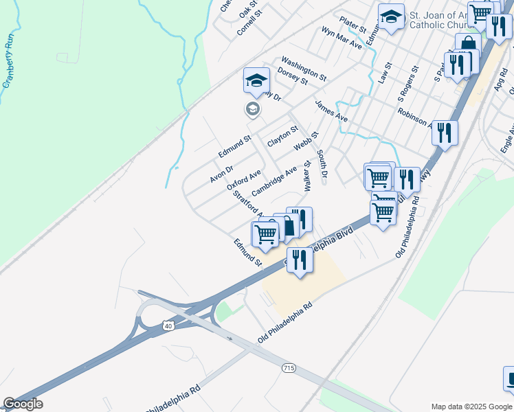 map of restaurants, bars, coffee shops, grocery stores, and more near 361 Stratford Avenue in Aberdeen