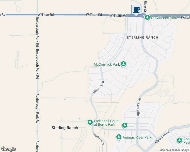 map of restaurants, bars, coffee shops, grocery stores, and more near 8486 Arapahoe Peak Street in Littleton