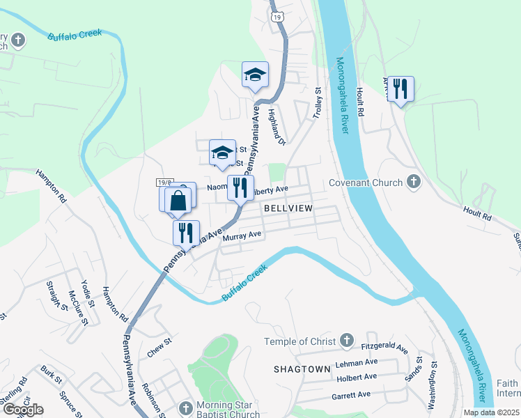 map of restaurants, bars, coffee shops, grocery stores, and more near 507 Morse St in Fairmont