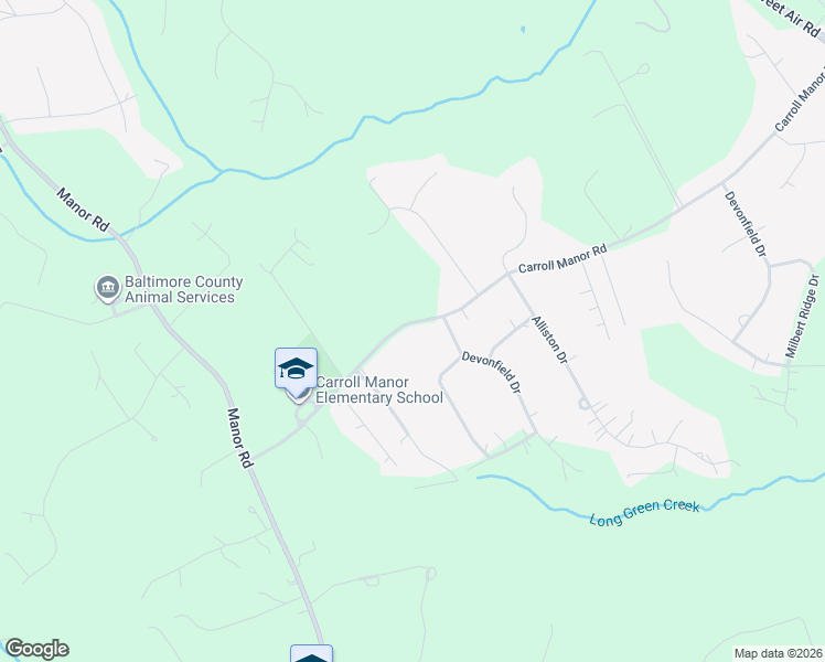 map of restaurants, bars, coffee shops, grocery stores, and more near 4511 Carroll Manor Road in Baldwin