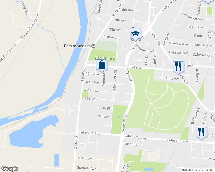 map of restaurants, bars, coffee shops, grocery stores, and more near 706 16th Avenue in Middletown