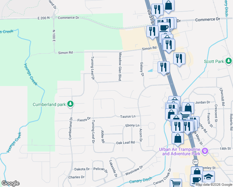 map of restaurants, bars, coffee shops, grocery stores, and more near 1159 Cobra Drive in Franklin