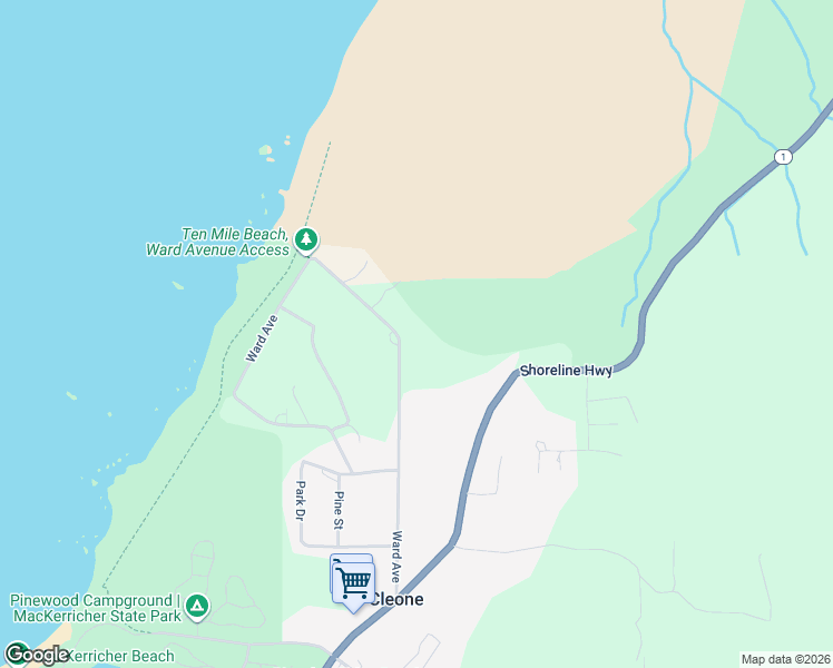 map of restaurants, bars, coffee shops, grocery stores, and more near 25101 Ward Ave in Fort Bragg