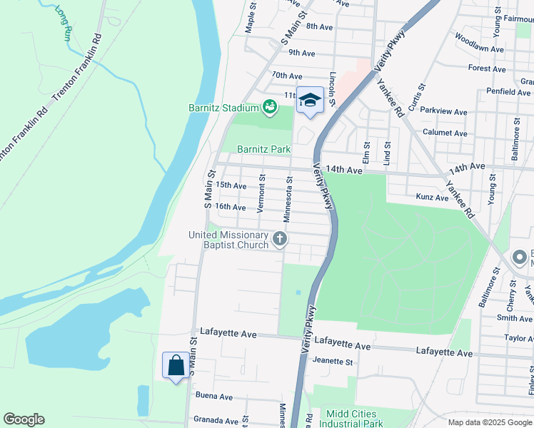 map of restaurants, bars, coffee shops, grocery stores, and more near 704 16th Avenue in Middletown