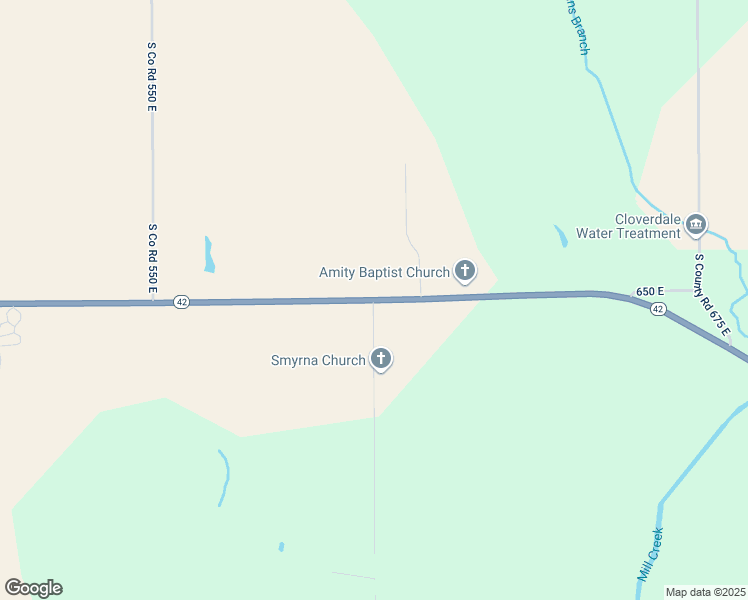 map of restaurants, bars, coffee shops, grocery stores, and more near S County Road 600 East in Cloverdale