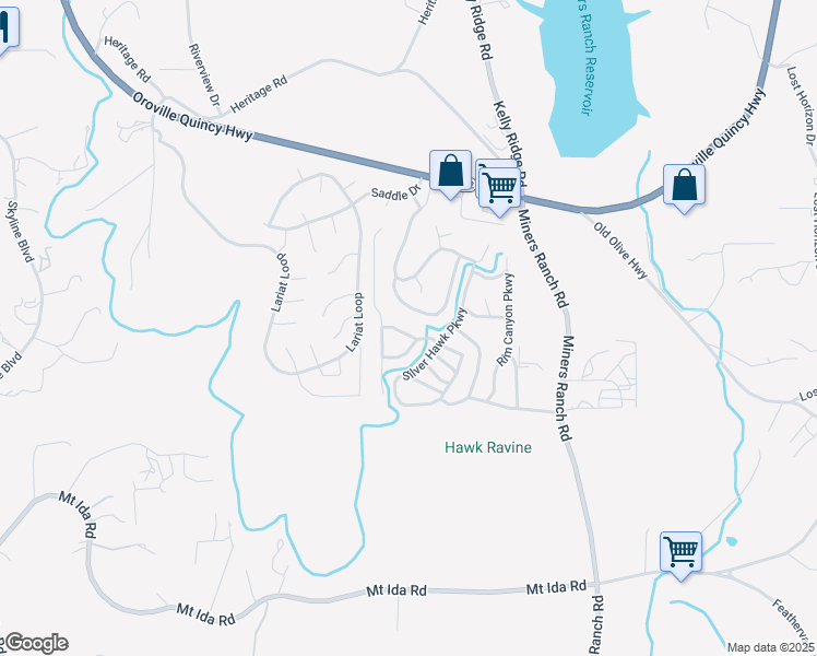 map of restaurants, bars, coffee shops, grocery stores, and more near 404 Tanglewood Parkway in Oroville